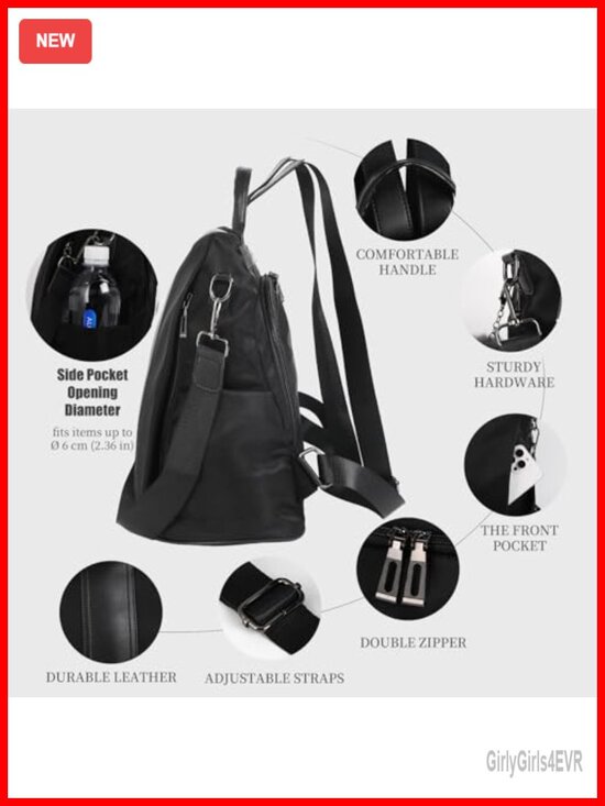 Women\'s Waterproof Nylon Anti-Theft Travel Backpack Lightweight Shoulder Bag
